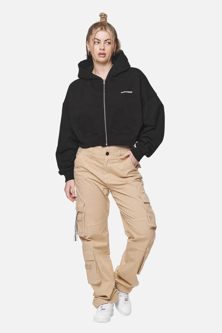 Pegador Marla Cropped Zip Hoodie Black White Gum Rabatte dieses Monats