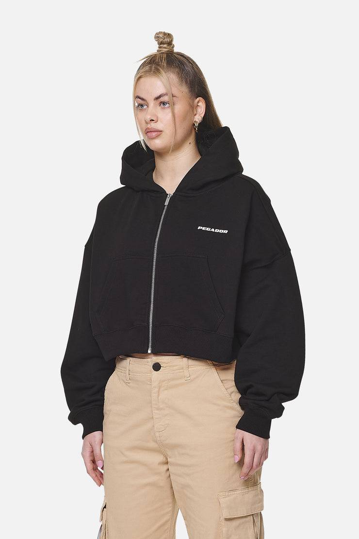Pegador Marla Cropped Zip Hoodie Black White Gum Rabatte dieses Monats