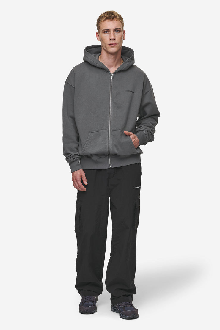 Pegador Colne Logo Oversized Sweat Jacket Washed Anthracite Black Fabrikverkauf