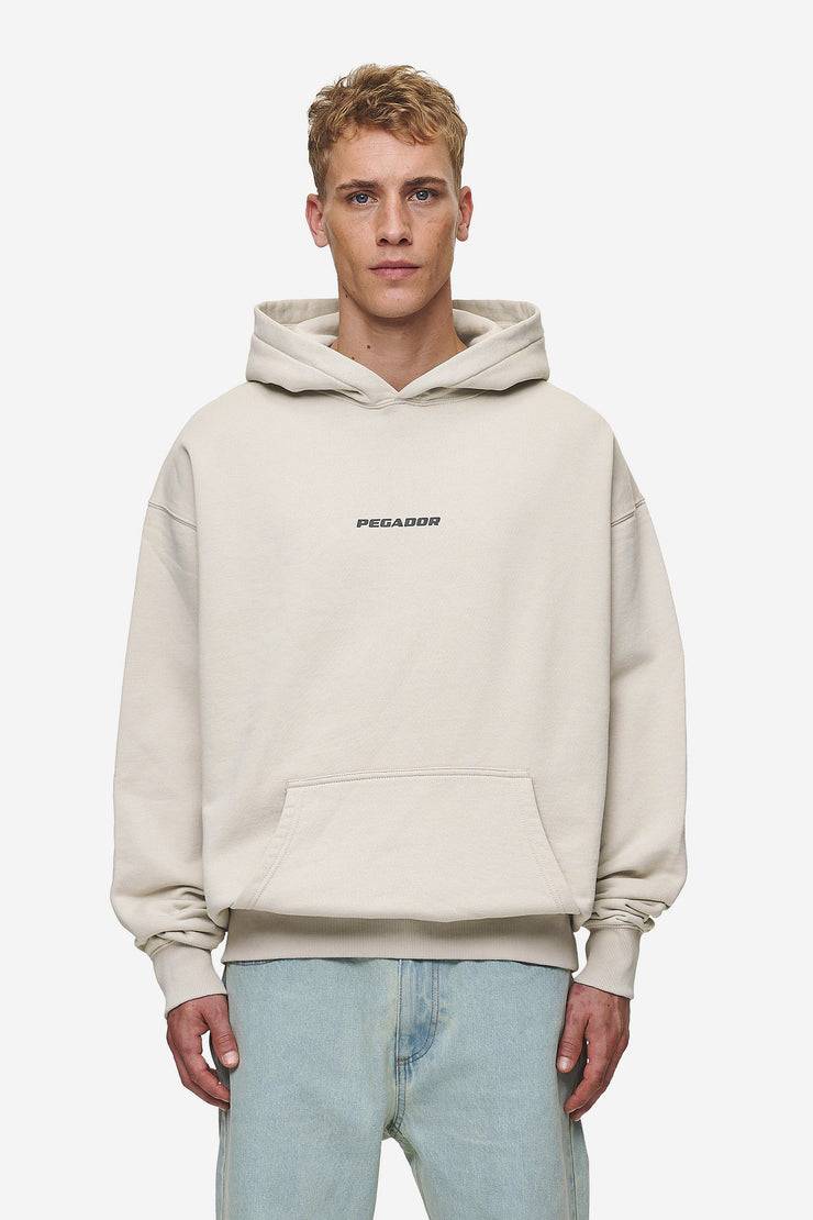 Pegador Colne Logo Oversized Hoodie Washed Light Beige Anthracite Blitzverkäufe