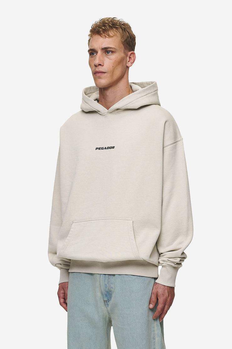 Pegador Colne Logo Oversized Hoodie Washed Light Beige Anthracite Blitzverkäufe