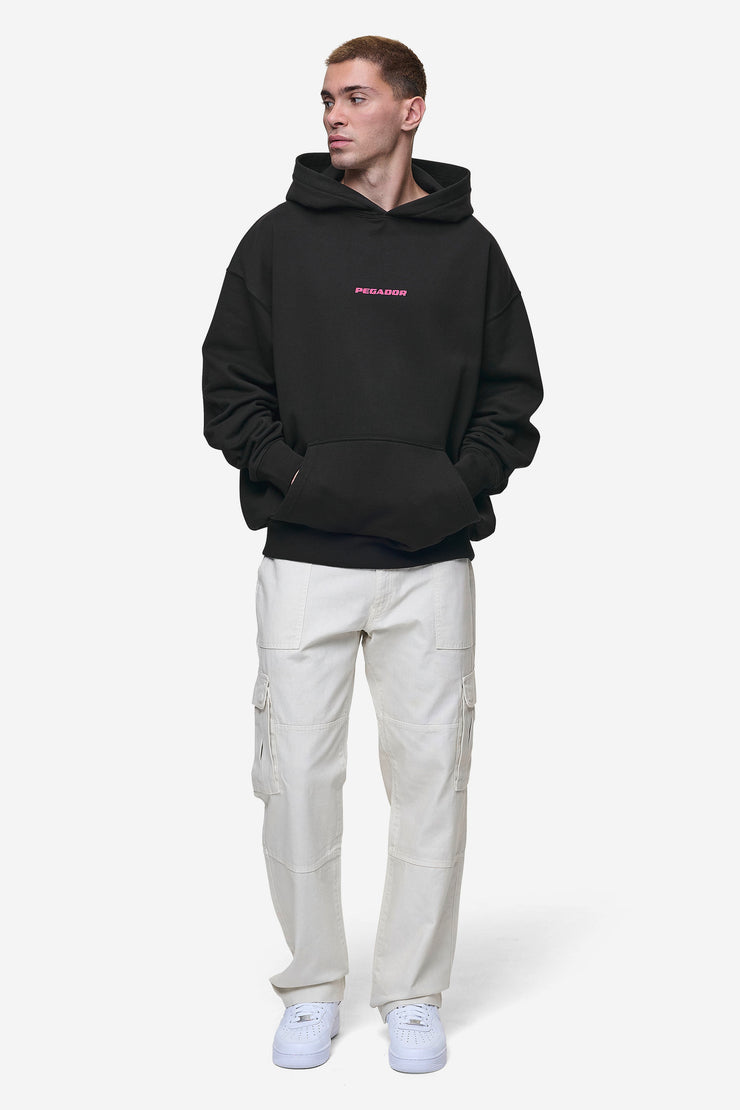 Pegador Colne Logo Oversized Hoodie Washed Black Virtual Pink Kostenloser Versand