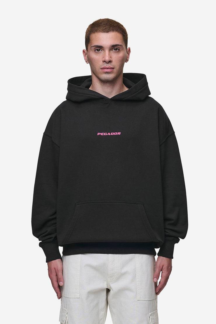 Pegador Colne Logo Oversized Hoodie Washed Black Virtual Pink Kostenloser Versand