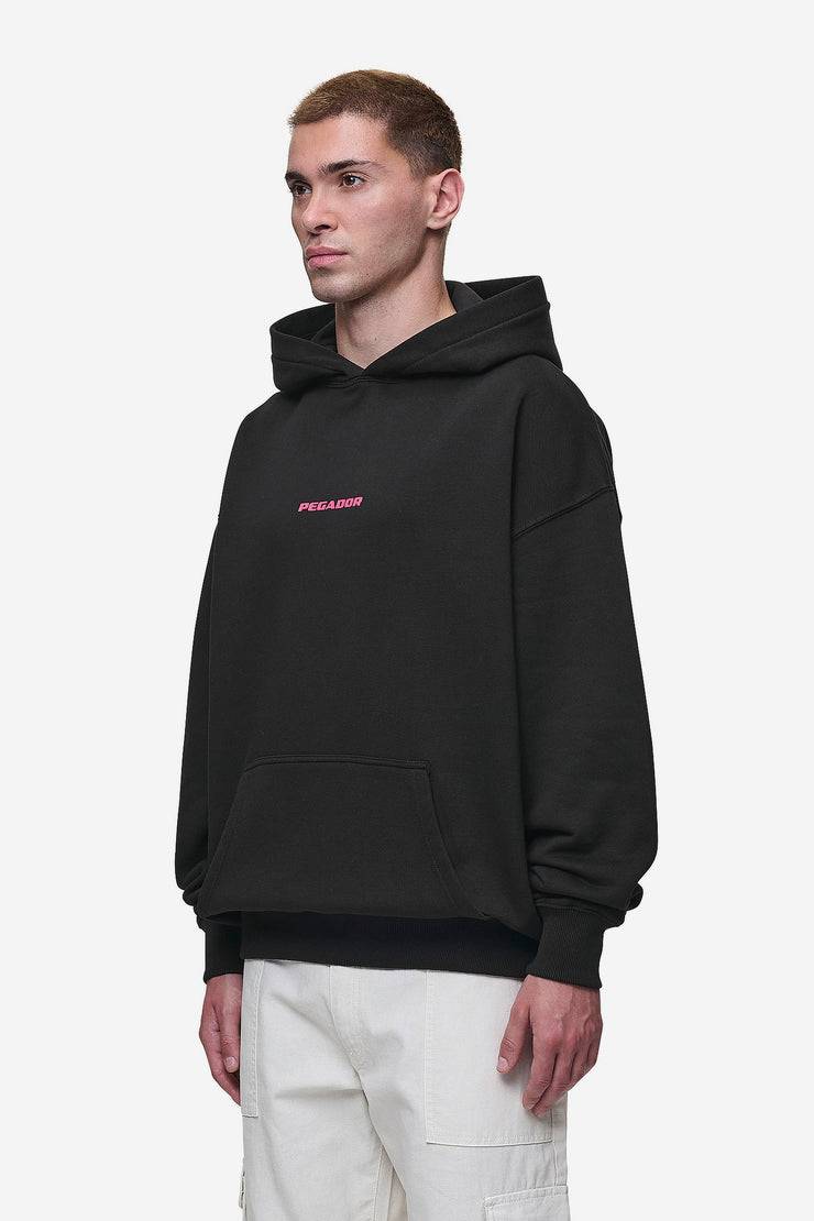 Pegador Colne Logo Oversized Hoodie Washed Black Virtual Pink Kostenloser Versand