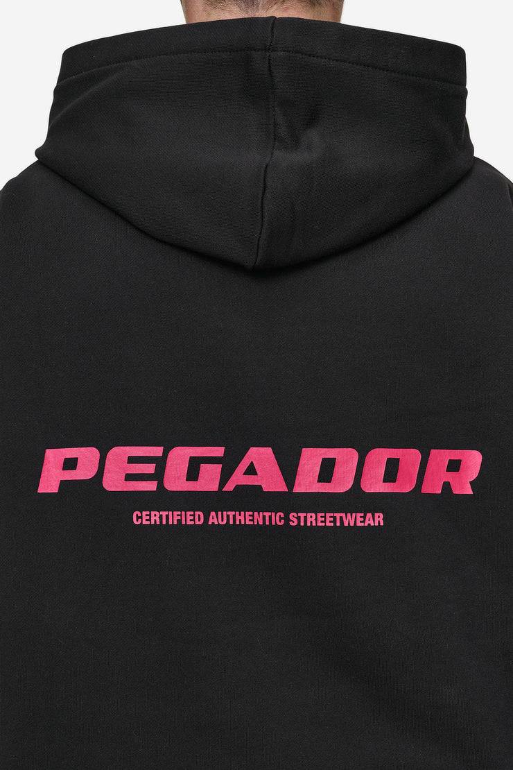 Pegador Colne Logo Oversized Hoodie Washed Black Virtual Pink Kostenloser Versand