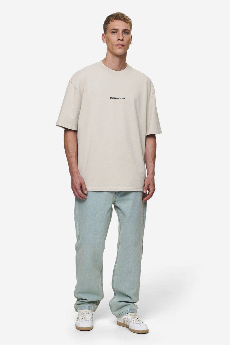 Pegador Colne Logo Oversized Tee Washed Light Beige Anthracite Limitierter Zeitrabatt
