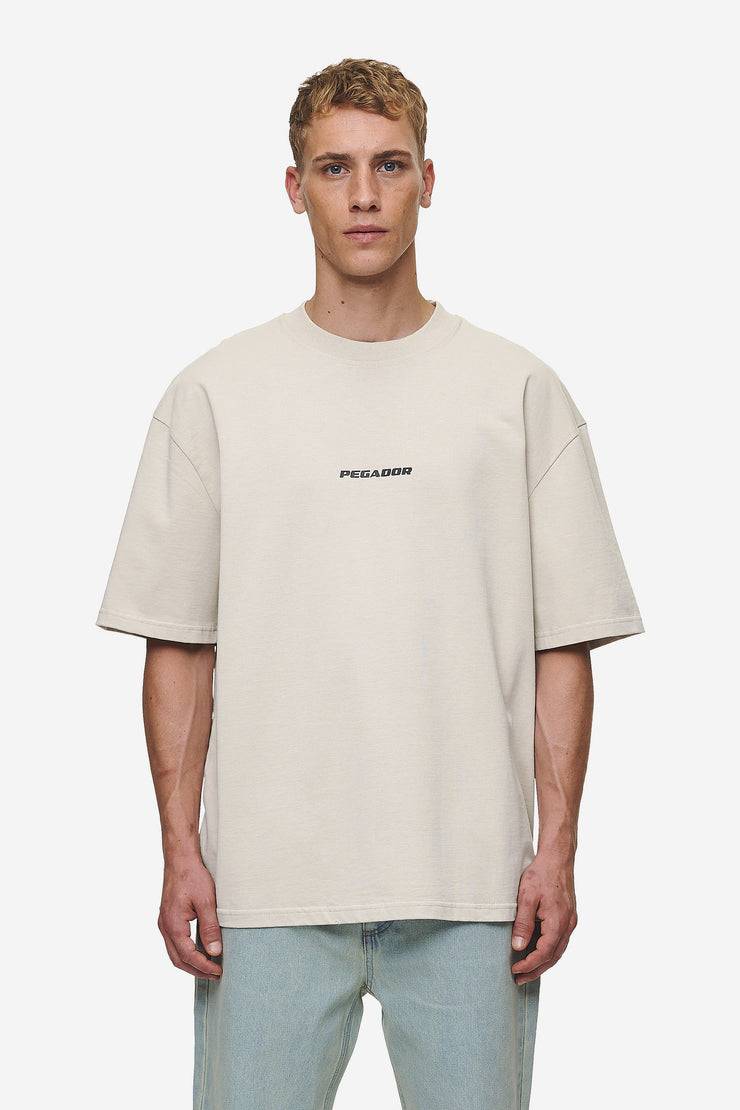 Pegador Colne Logo Oversized Tee Washed Light Beige Anthracite Limitierter Zeitrabatt