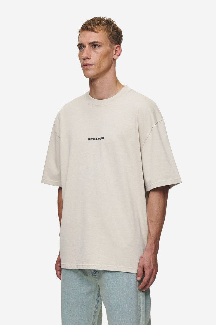 Pegador Colne Logo Oversized Tee Washed Light Beige Anthracite Limitierter Zeitrabatt