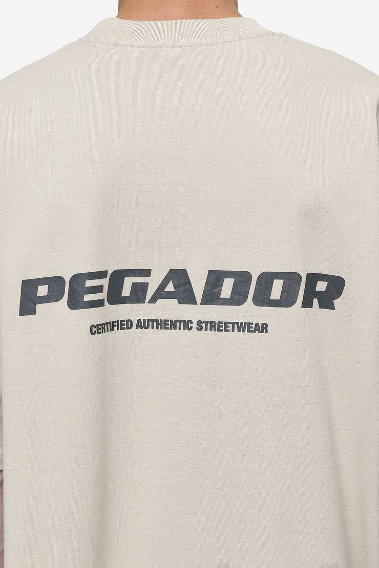 Pegador Colne Logo Oversized Tee Washed Light Beige Anthracite Limitierter Zeitrabatt