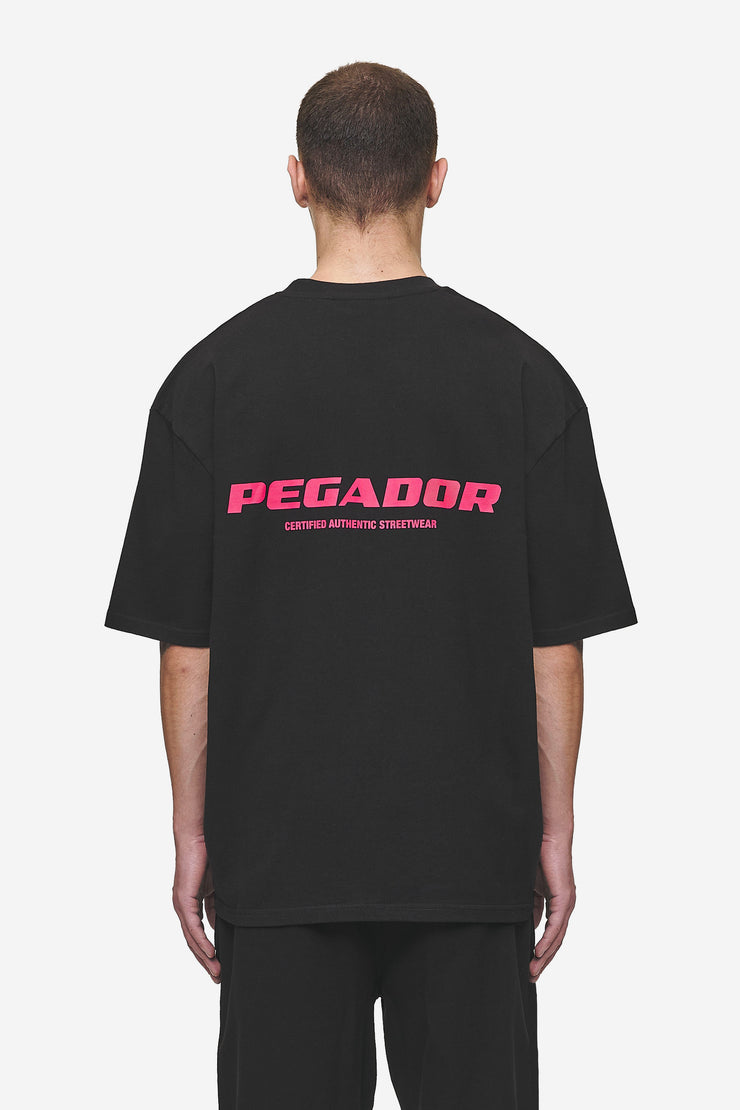 Pegador Colne Logo Oversized Tee Washed Black Virtual Pink Fabrik Onlineshop
