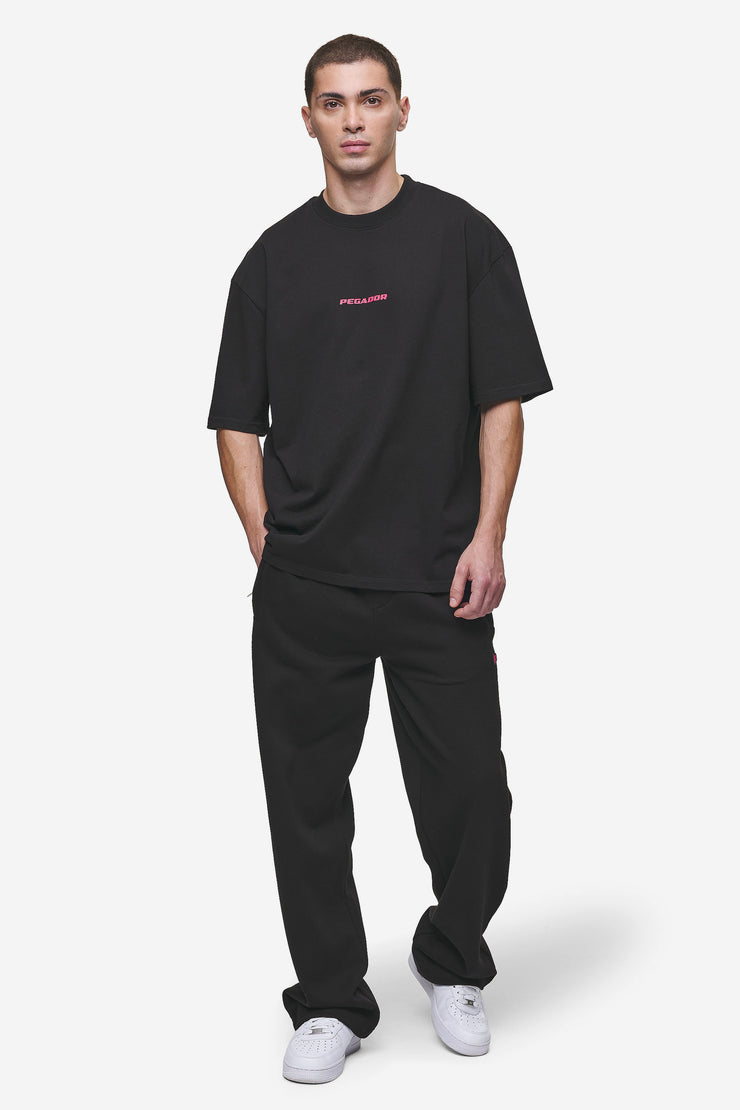 Pegador Colne Logo Oversized Tee Washed Black Virtual Pink Fabrik Onlineshop