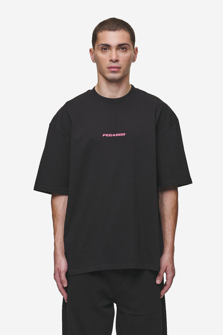 Pegador Colne Logo Oversized Tee Washed Black Virtual Pink Fabrik Onlineshop