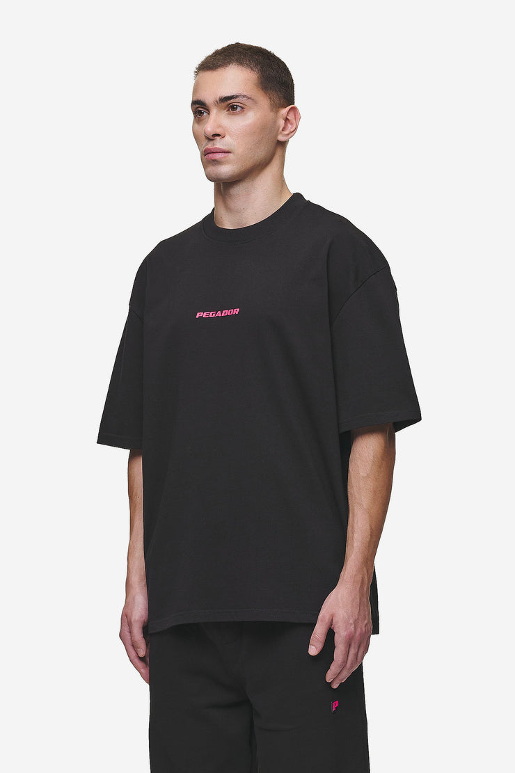 Pegador Colne Logo Oversized Tee Washed Black Virtual Pink Fabrik Onlineshop