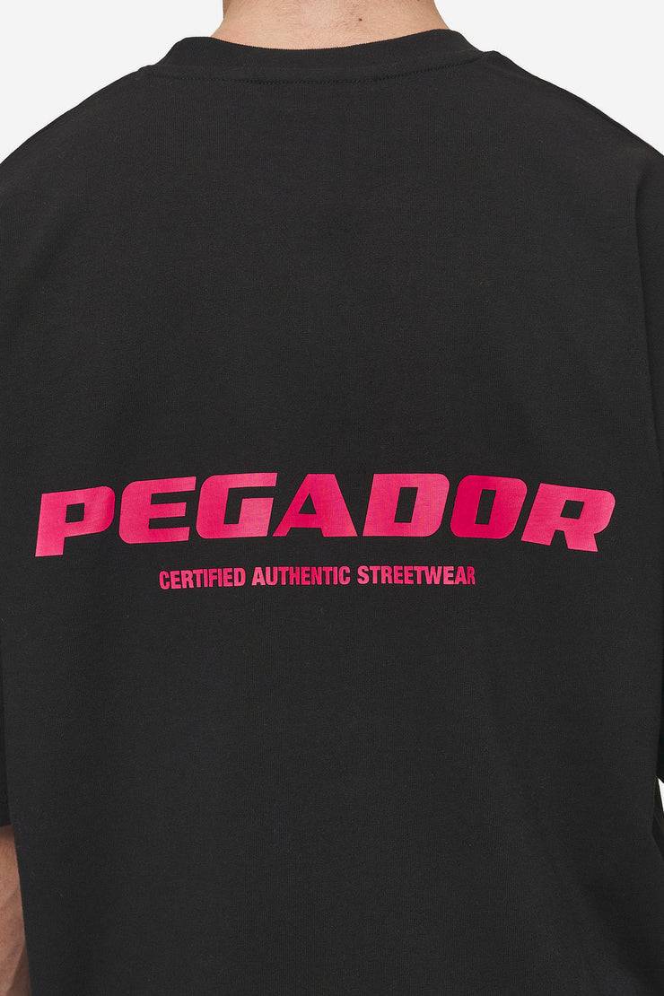 Pegador Colne Logo Oversized Tee Washed Black Virtual Pink Fabrik Onlineshop