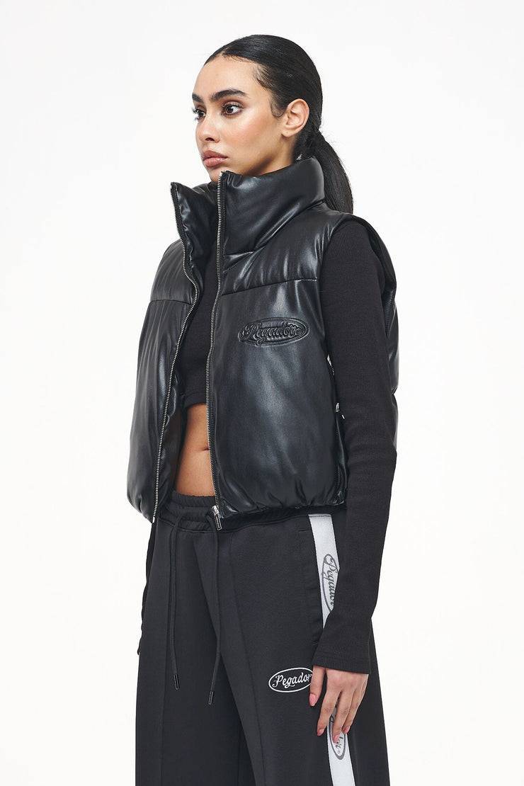 Pegador Zito Cropped Faux Leather Vest Black VIP-Rabatte