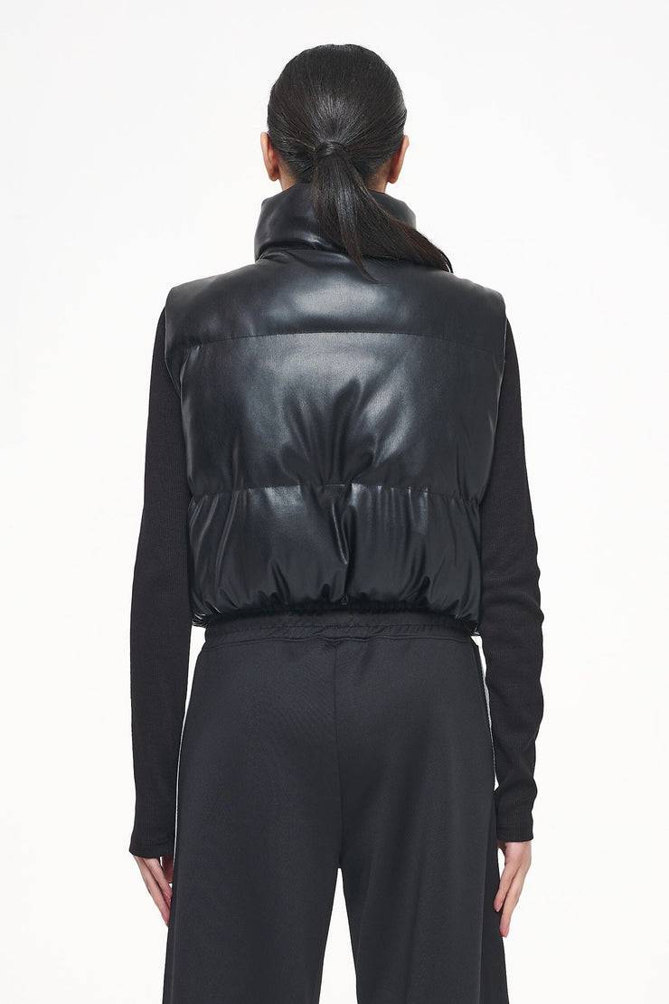 Pegador Zito Cropped Faux Leather Vest Black VIP-Rabatte