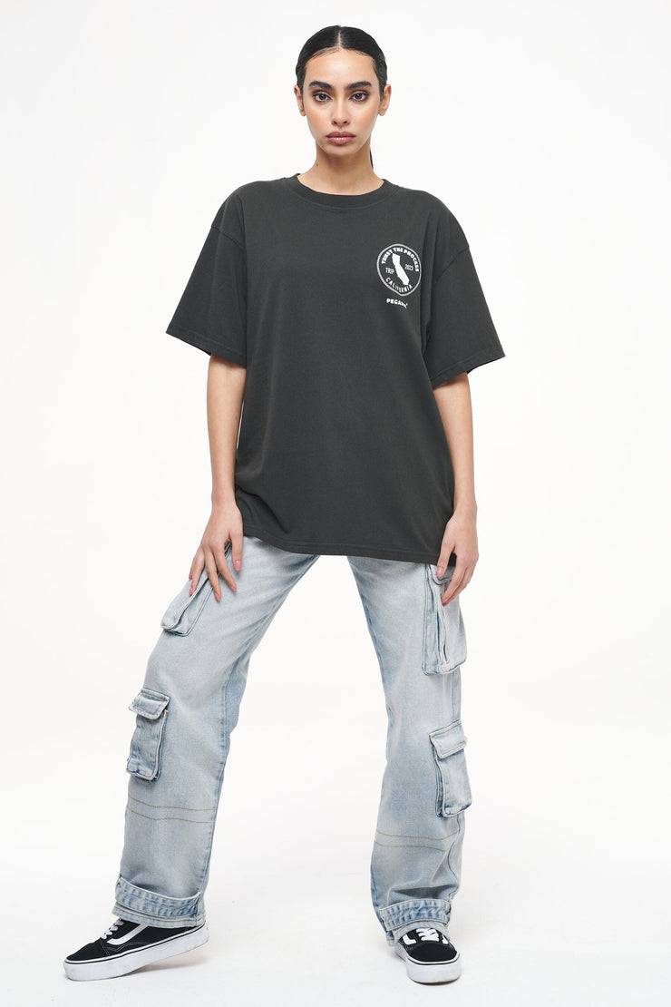 Pegador Jay Oversized Tee Vintage Washed Iron Grey Neueste Stile