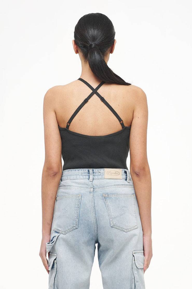 Pegador Santos Rib Neckholder Bodysuit Vintage Washed Iron Grey Zeitbegrenzte Promotion