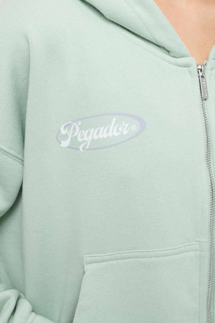 Pegador Hills Cropped Zip Hoodie Vintage Washed Milky Green Vierteljährliche Förderung
