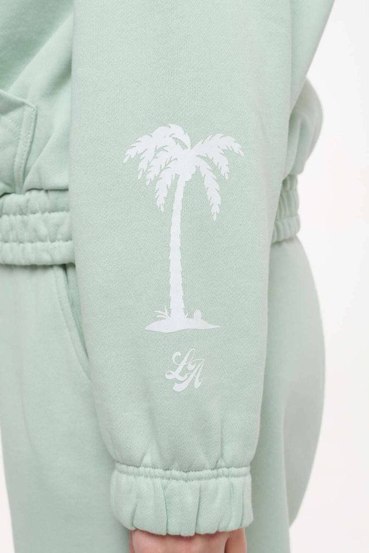 Pegador Hills Cropped Zip Hoodie Vintage Washed Milky Green Vierteljährliche Förderung