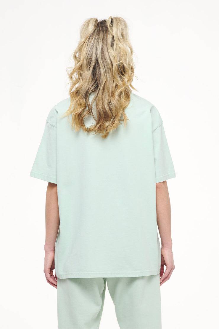 Pegador Beverly Logo Oversized Tee Vintage Washed Milky Green Gum Fabrikladen
