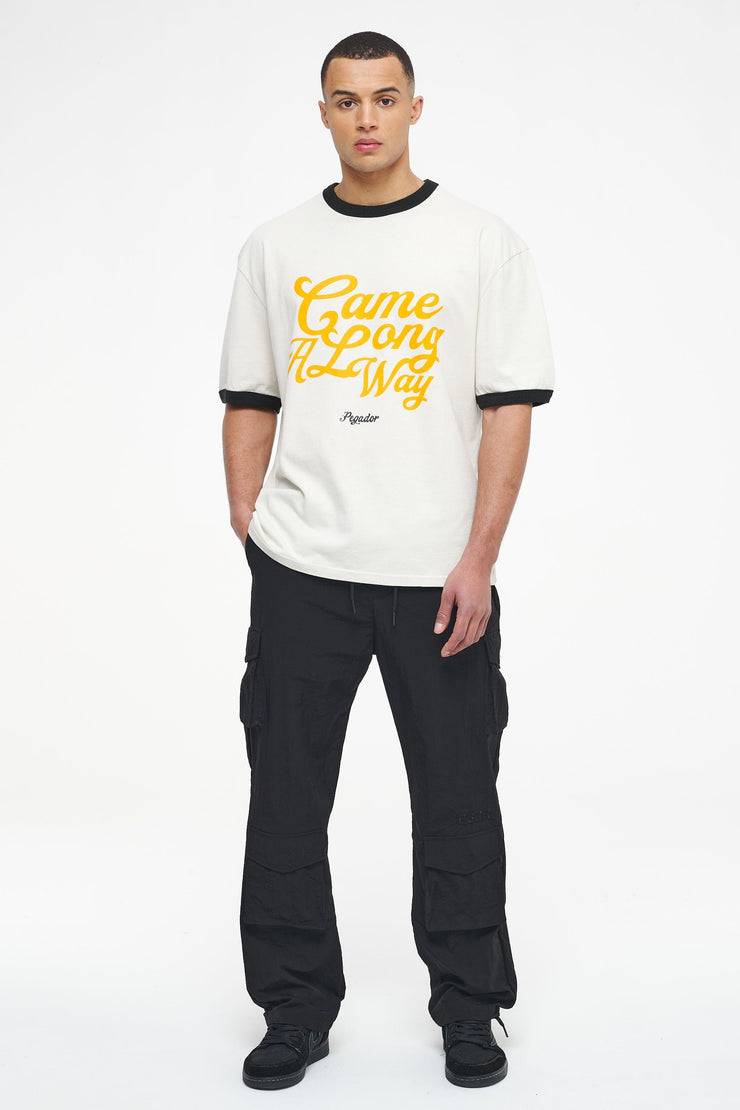 Pegador Trounce Oversized Ringer Tee Vintage Washed Angels Cream Black Ink Fabrikverkauf