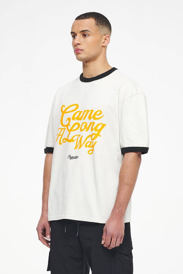 Pegador Trounce Oversized Ringer Tee Vintage Washed Angels Cream Black Ink Fabrikverkauf