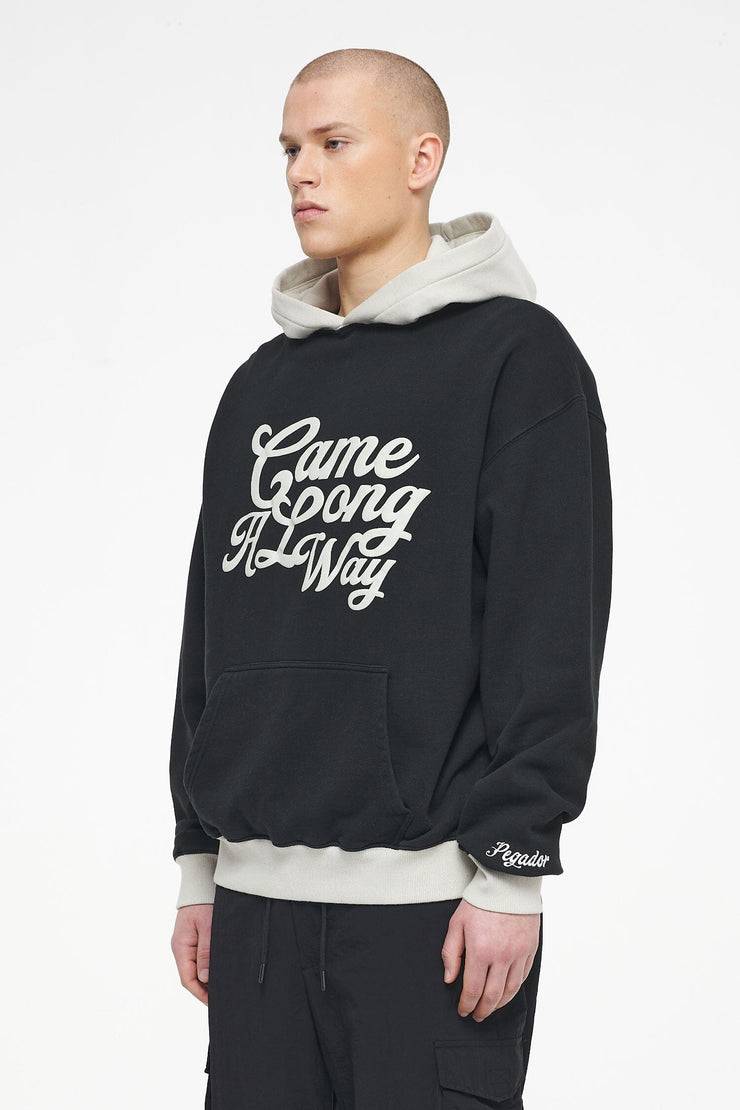 Pegador Trounce Oversized Hoodie Vintage Washed Black Ink Angels Cream Meist gekauft
