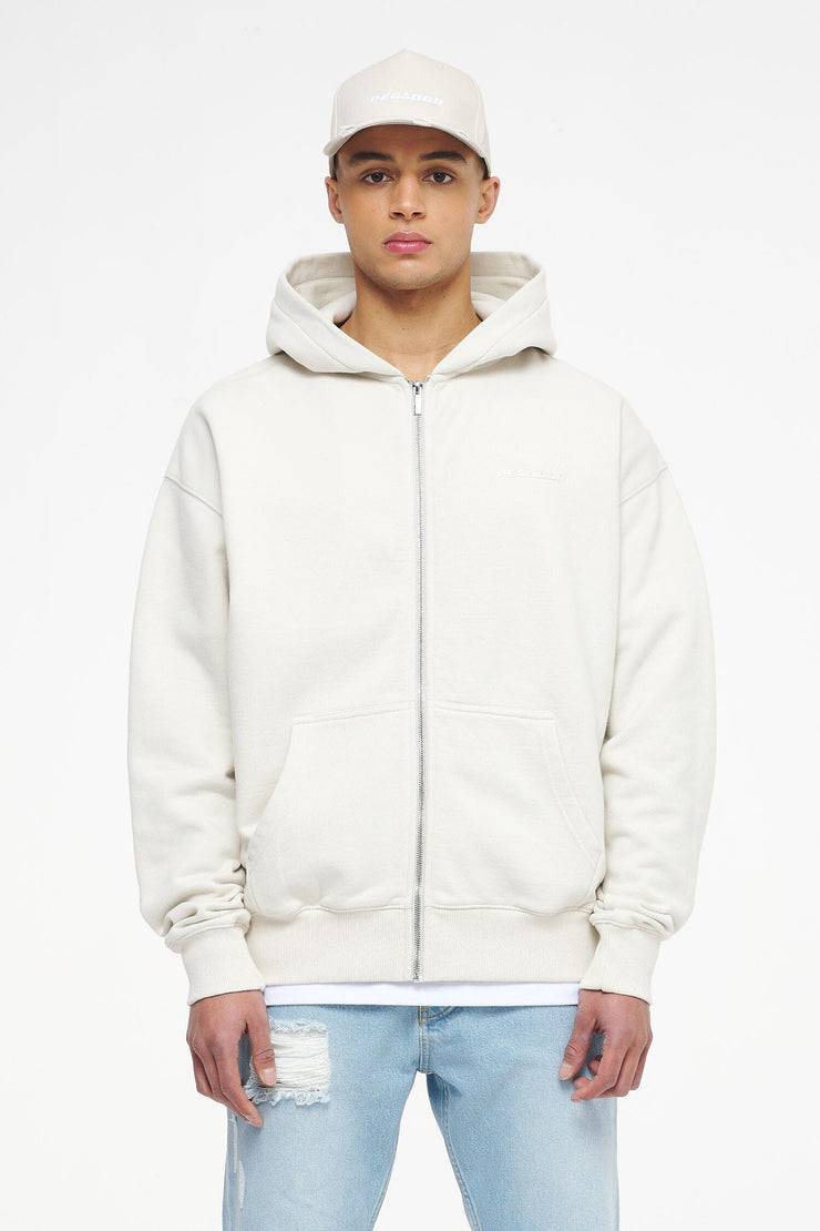 Pegador Colne Logo Oversized Sweat Jacket Vintage Washed Angels Cream Gum Versandkostenfrei
