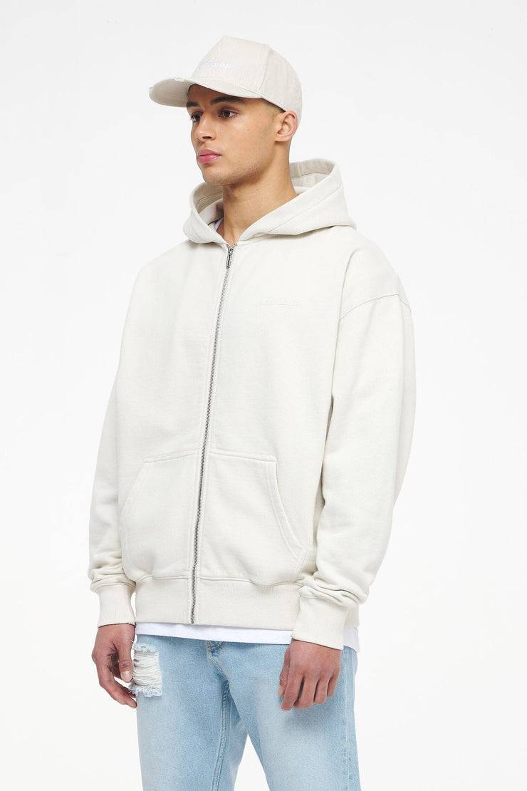 Pegador Colne Logo Oversized Sweat Jacket Vintage Washed Angels Cream Gum Versandkostenfrei