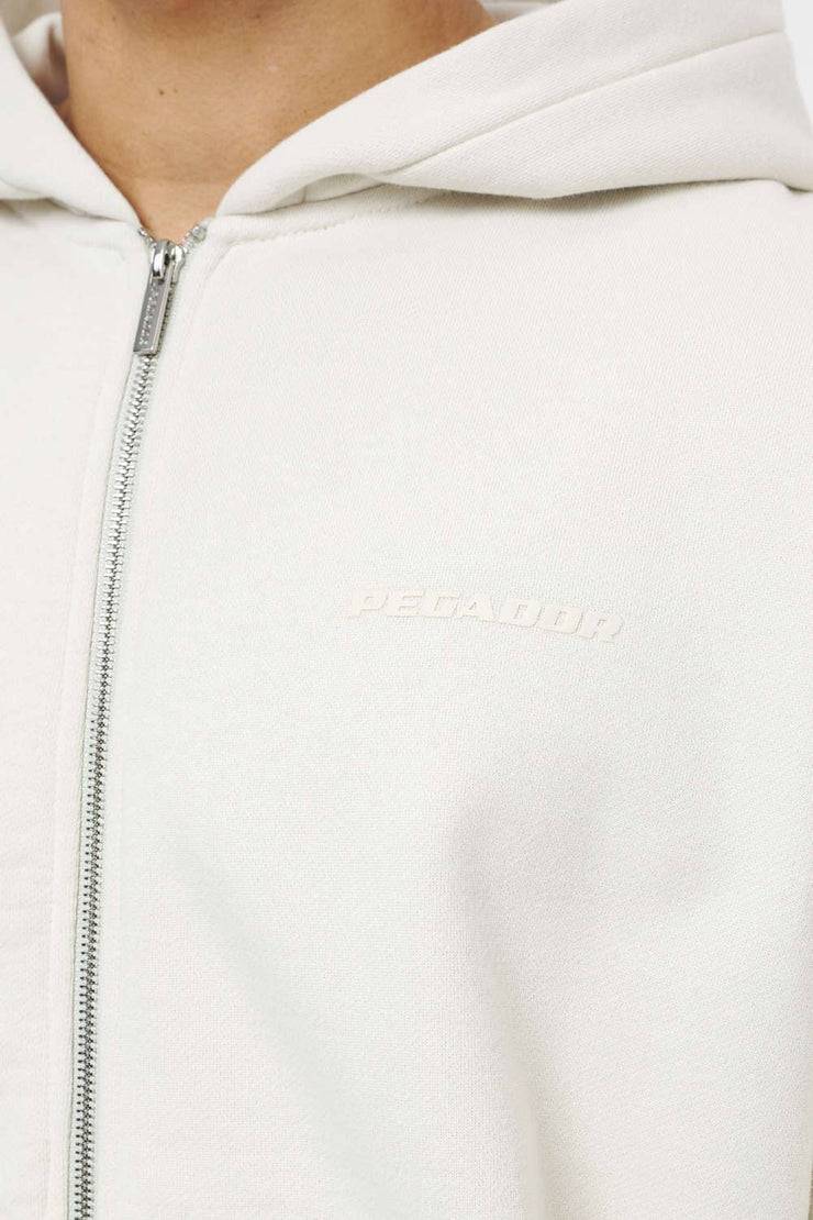 Pegador Colne Logo Oversized Sweat Jacket Vintage Washed Angels Cream Gum Versandkostenfrei