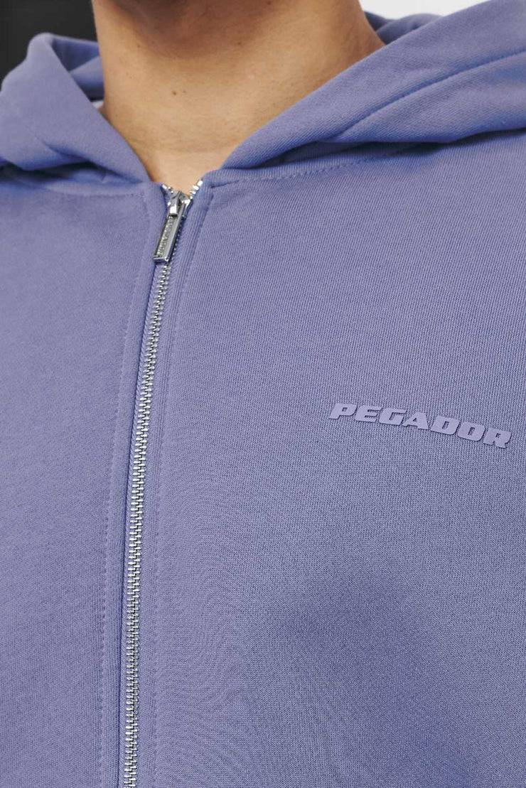 Pegador Logo Oversized Sweat Jacket Vintage Washed Magic Violet Gum Preisnachlass