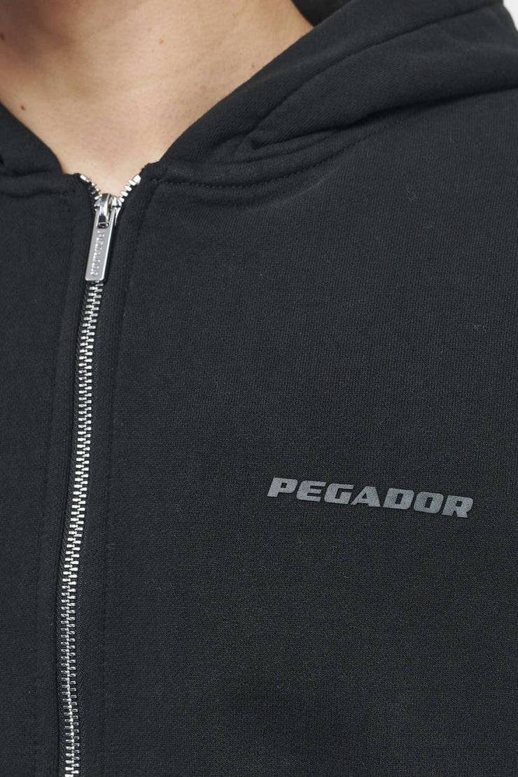 Pegador Logo Oversized Sweat Jacket Vintage Washed Black Ink Gum Saisonschlussverkauf