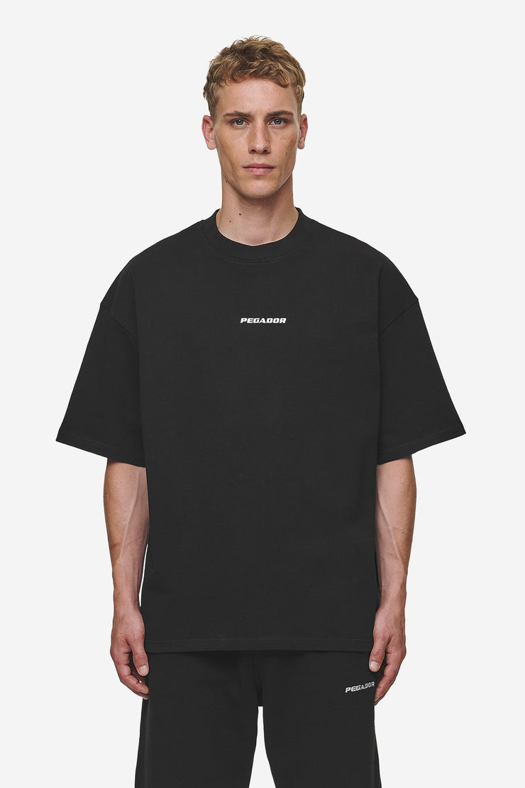 Pegador Logo Boxy Tee Washed Black Neueste Mode