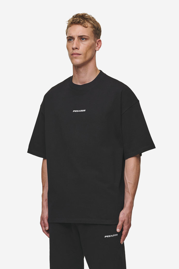 Pegador Logo Boxy Tee Washed Black Neueste Mode