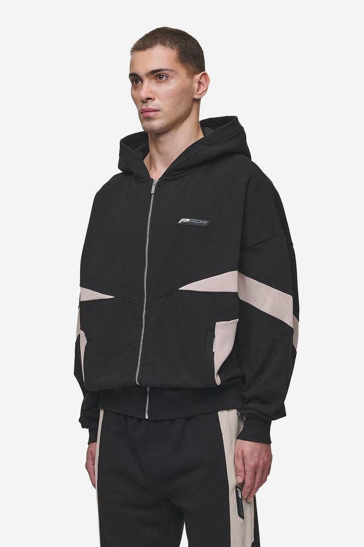 Pegador Aderno Boxy Sweat Jacket Washed Black Light Beige Große Rabatte
