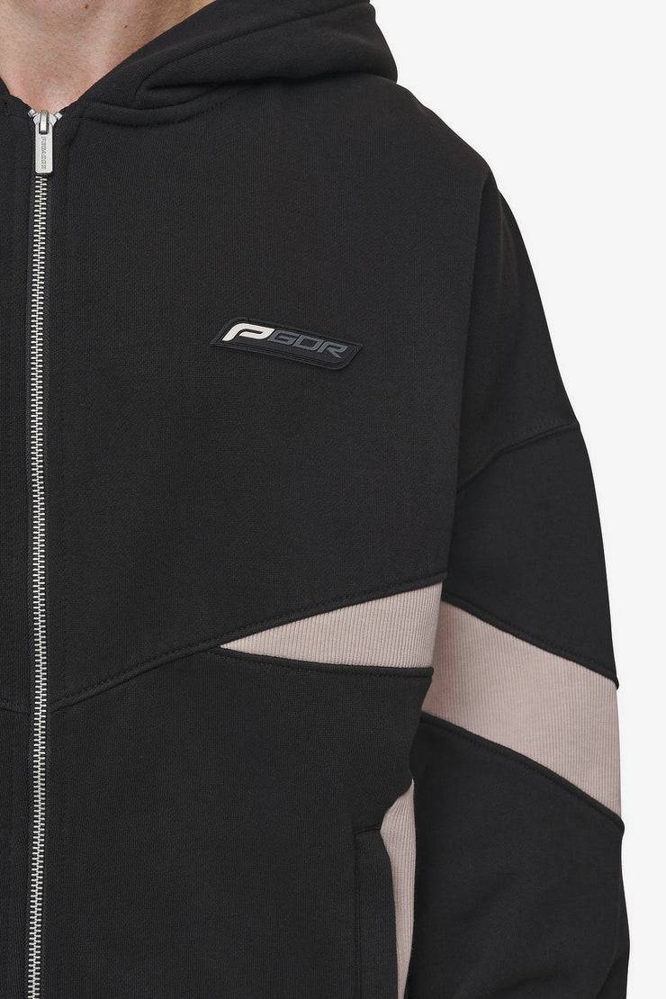 Pegador Aderno Boxy Sweat Jacket Washed Black Light Beige Große Rabatte