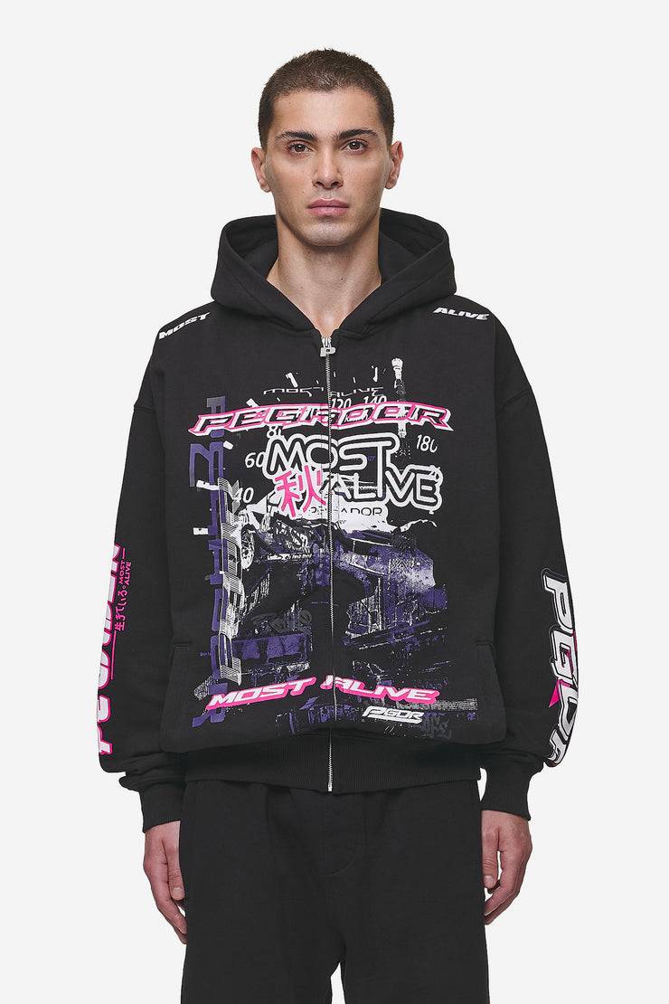 Pegador Saxon Oversized Sweat Jacket Washed Black Tägliche Deals