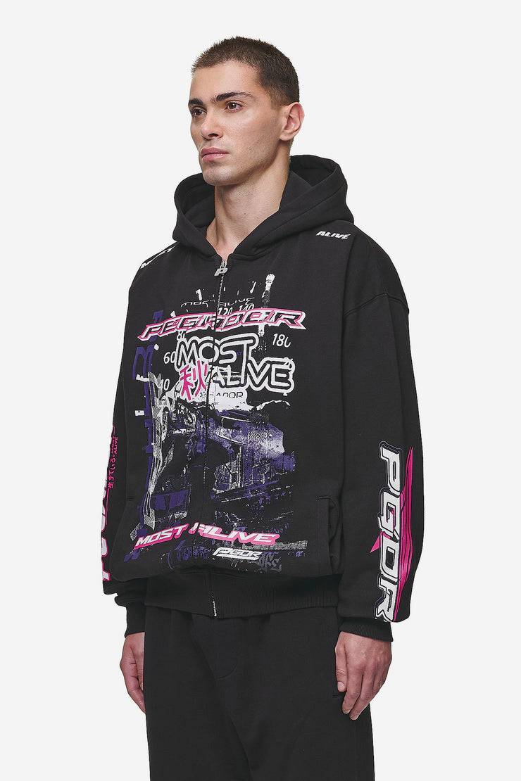 Pegador Saxon Oversized Sweat Jacket Washed Black Tägliche Deals
