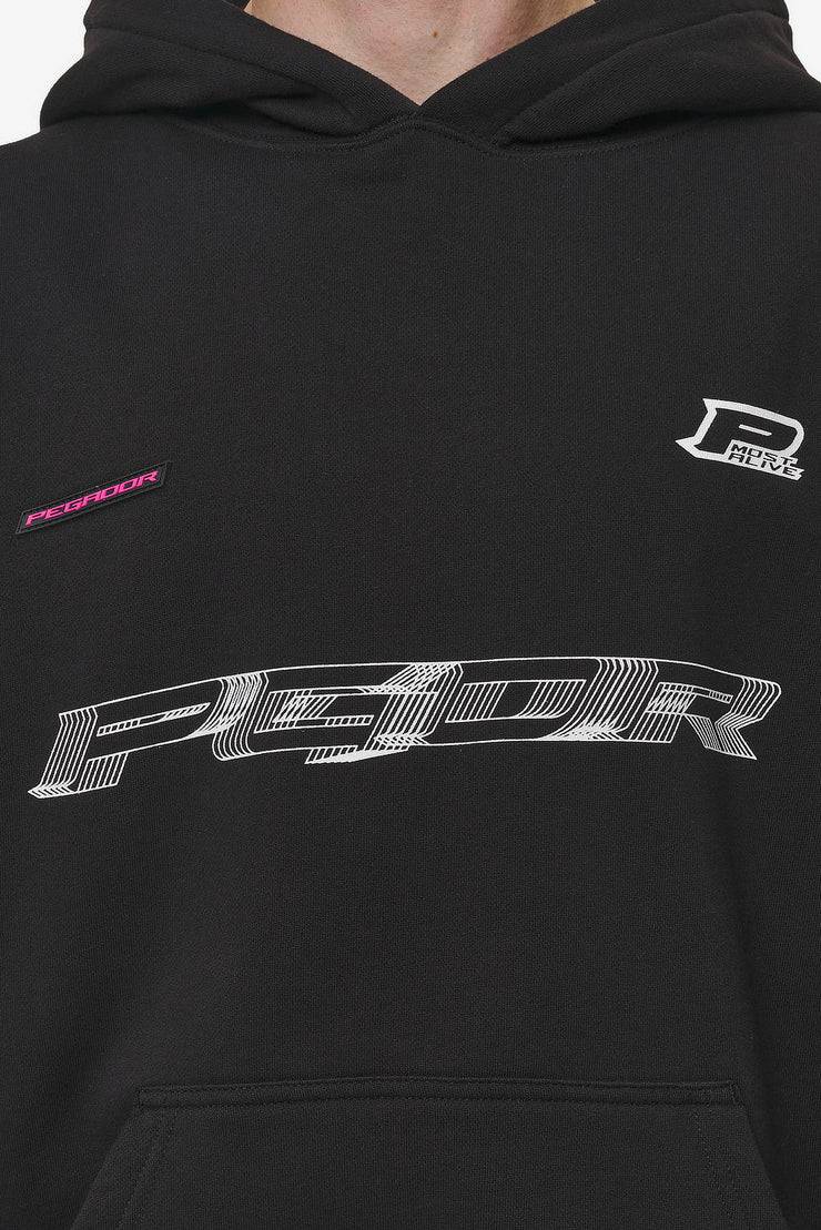 Pegador Iron Boxy Hoodie Washed Black Kostenlose Rückgabe