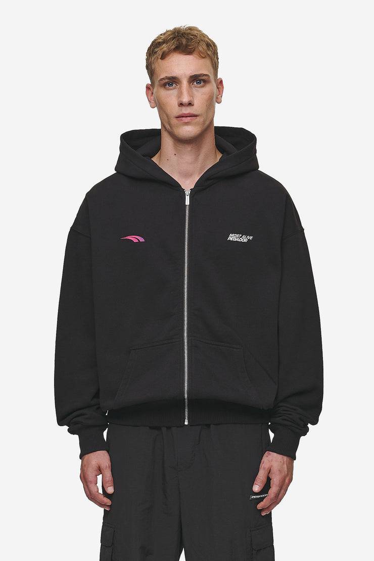 Pegador Clayton Oversized Sweat Jacket Washed Black Sonderangebot der Fabrik