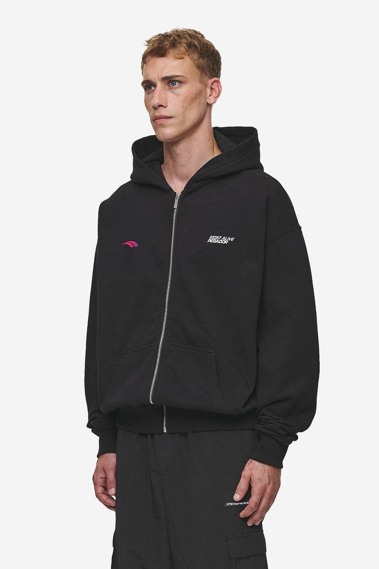 Pegador Clayton Oversized Sweat Jacket Washed Black Sonderangebot der Fabrik