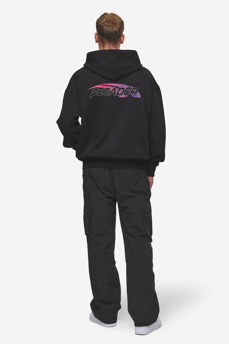 Pegador Clayton Oversized Sweat Jacket Washed Black Sonderangebot der Fabrik