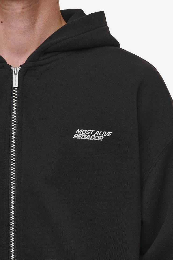 Pegador Clayton Oversized Sweat Jacket Washed Black Sonderangebot der Fabrik