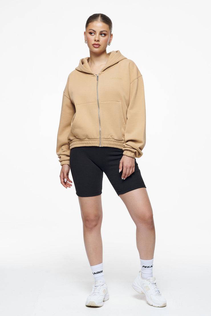 Pegador Valinda Cropped Zip Hoodie Vintage Washed Espresso Gum Riesige Rabatte
