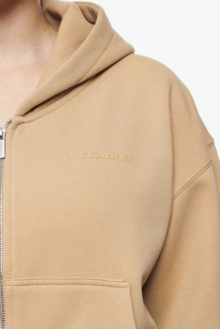Pegador Valinda Cropped Zip Hoodie Vintage Washed Espresso Gum Riesige Rabatte