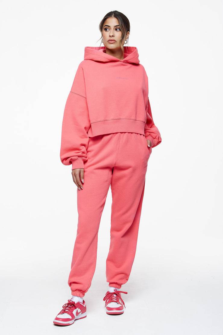 Pegador Salita Oversized Cropped Hoodie Vintage Washed Strawberry Gum Rabatte dieses Monats