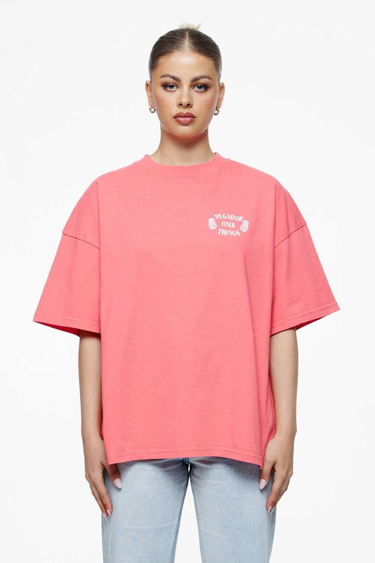 Pegador Roma Heavy Oversized Tee Vintage Washed Strawberry im Angebot