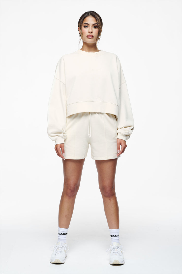 Pegador Londa Cropped Oversized Sweater Vintage Washed Unbleached Gum Fabrikverkauf