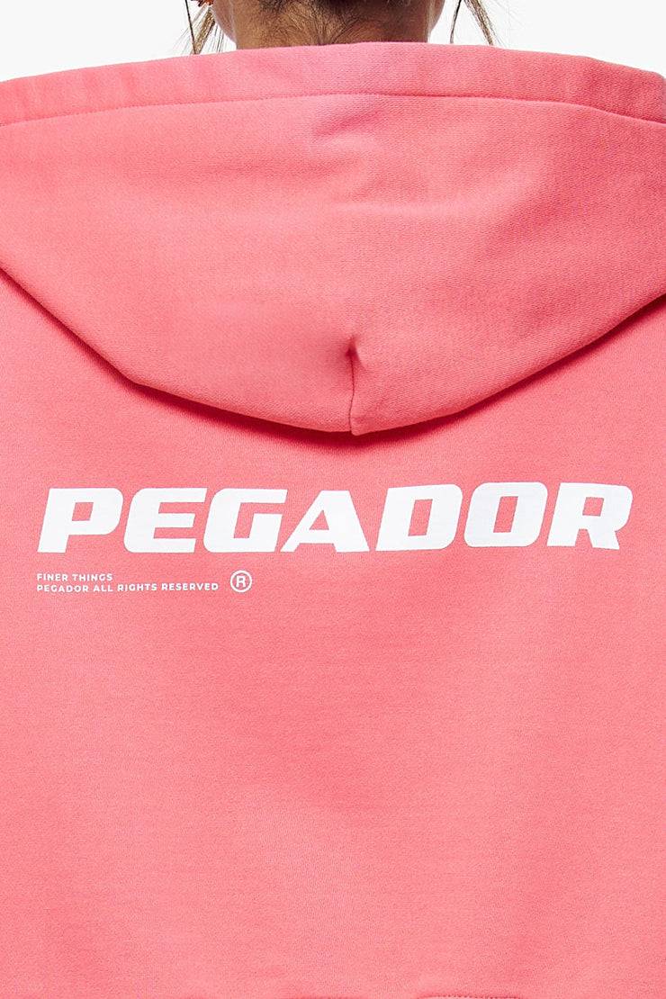 Pegador Culla Logo Oversized Cropped Hoodie Vintage Washed Strawberry Rabatt